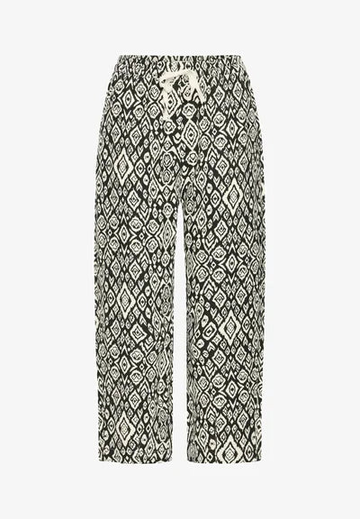 ICHI Ihlinno Pants Leinen black diamond ikat