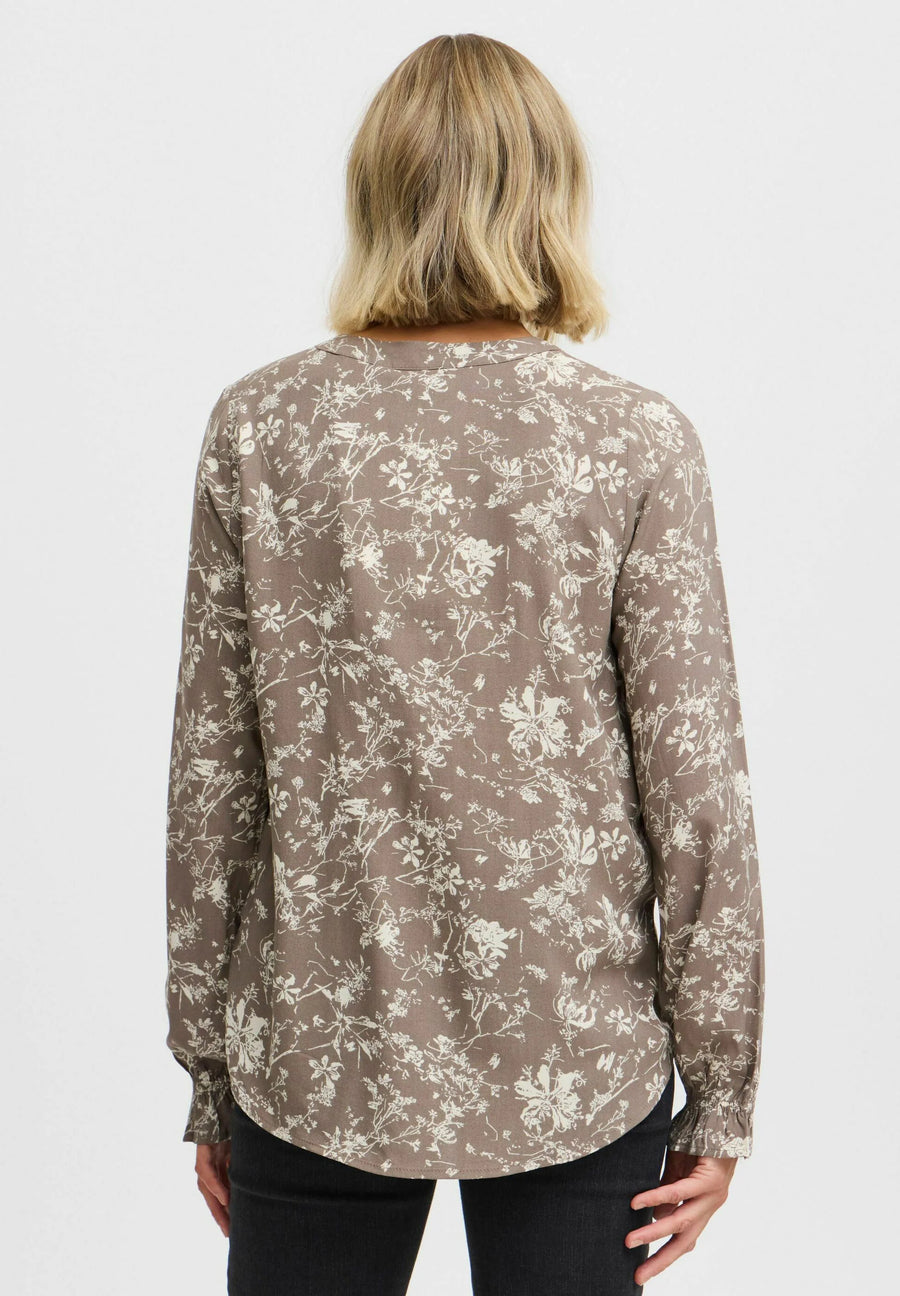 Fransa Frflowy Bluse taupe mit Blumen