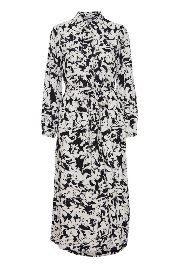 Fransa Frcina Kleid schwarz weiß floral Midikleid