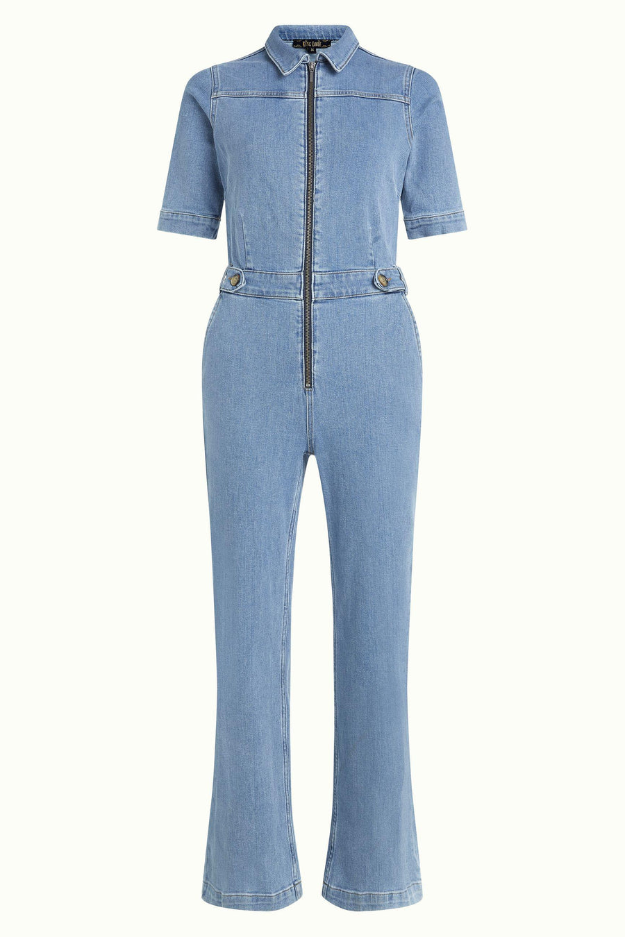 King Louie Garbo Zip Jumpsuit Jeans-Overall Strata Denim heaven blue