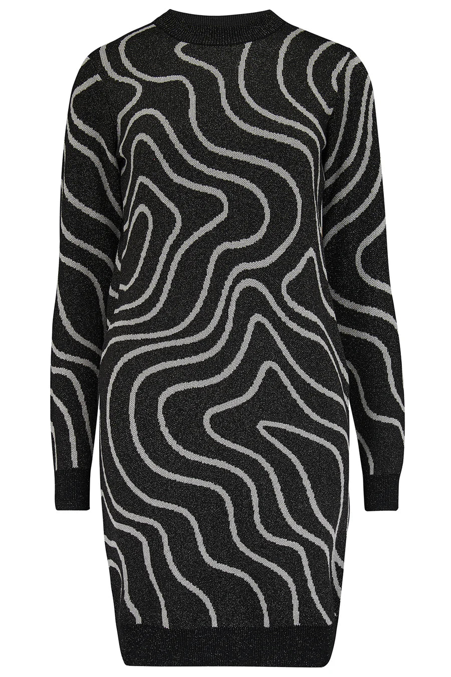 Sugarhill Kleid Kristen Mini Knit Dress Gunmetal & Silver Swirl