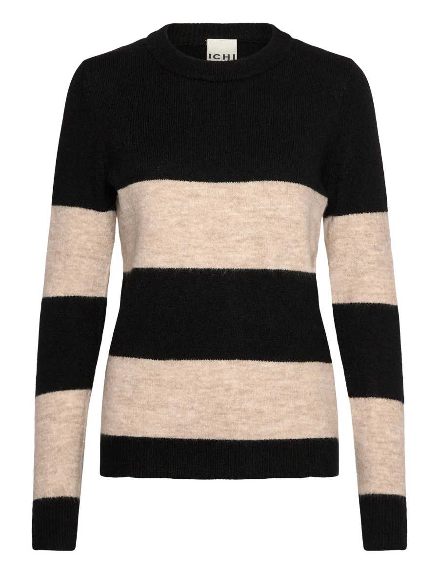 ICHI IHedeen Pullover meteorite stripe, black beige