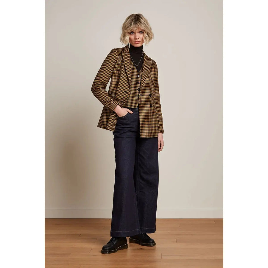 King Louie Gilet Norman Check biscotti, Weste, braun schwarz