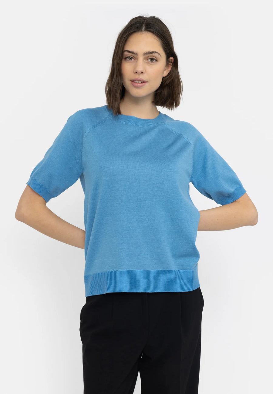 Soft Rebels SRMarla SS Oneck Knit azure blue Kurzarmpulli