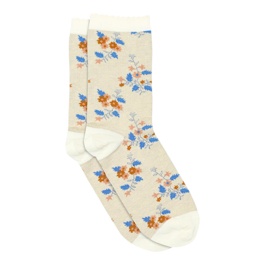 MP Woman Socken mit Blumenmotiv, blau, 1 Paar, 12-77727, 432