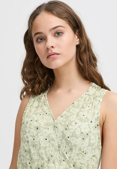 ICHI Ihmarrakech Kleid, AOP Dress SS Tea Dottet flower mint