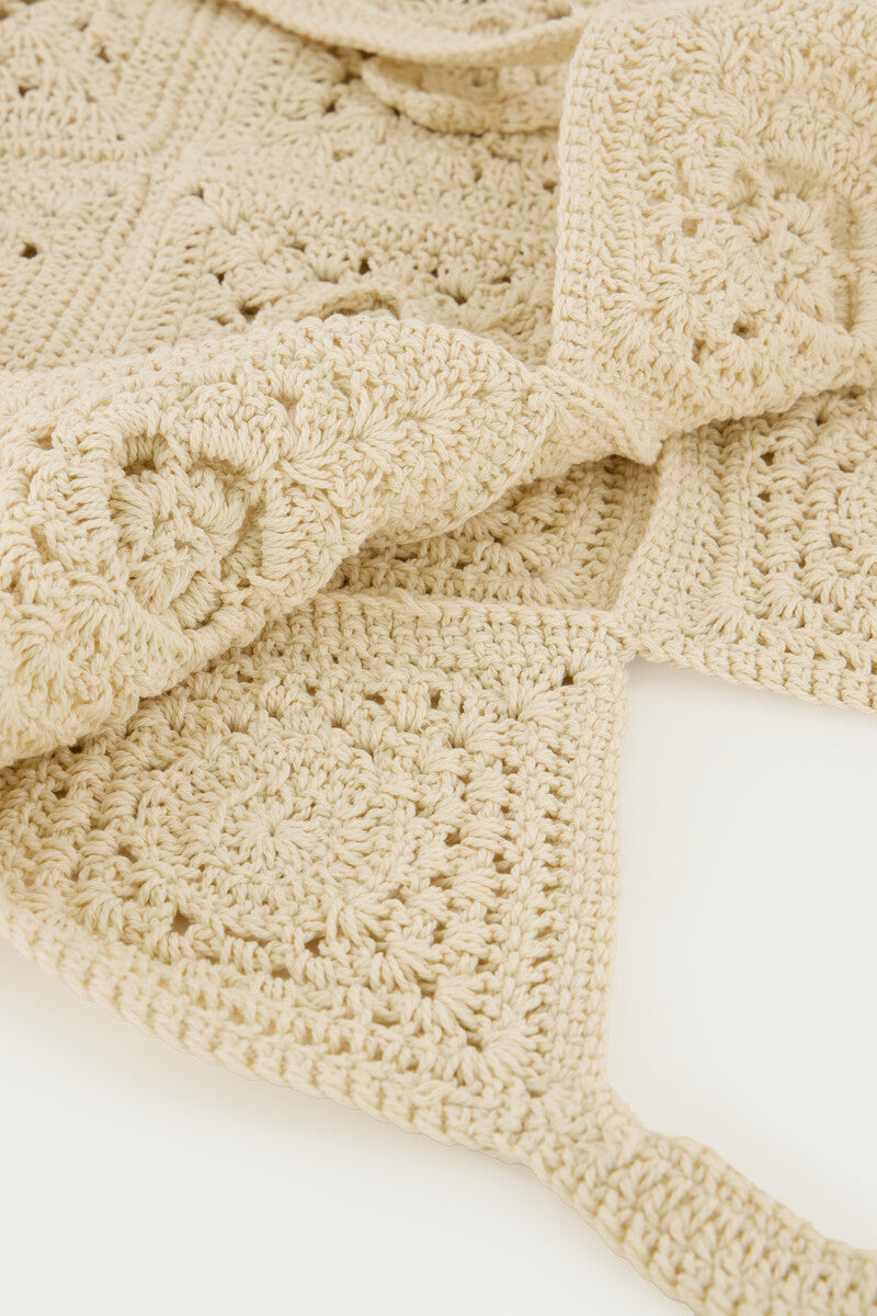 MyJewellery Beigefarbener Crochet-Shopper mit Blumendetails
