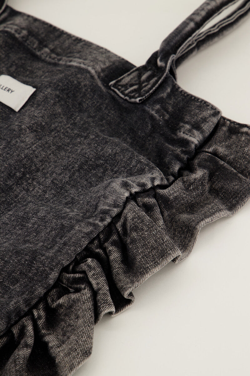 My Jewellery Handtasche denim grey mit Rüschen, hoch