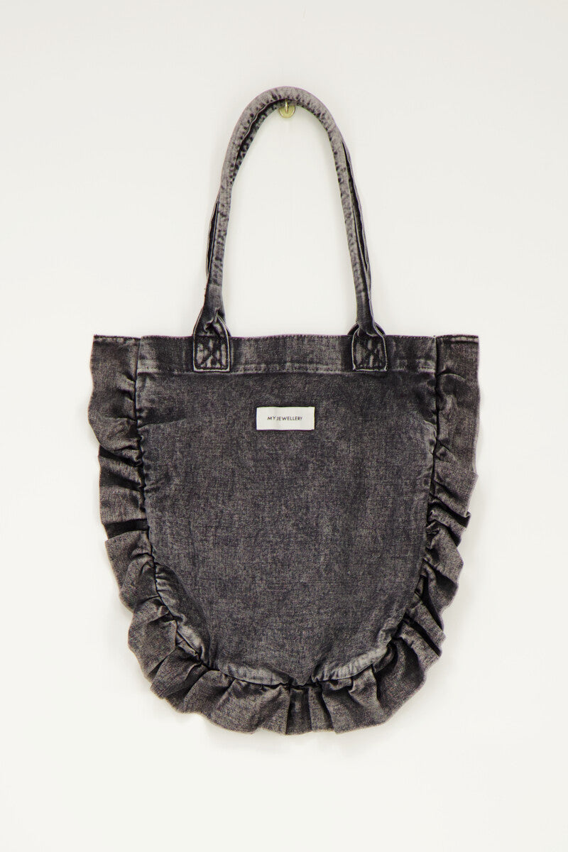 My Jewellery Handtasche denim grey mit Rüschen, hoch
