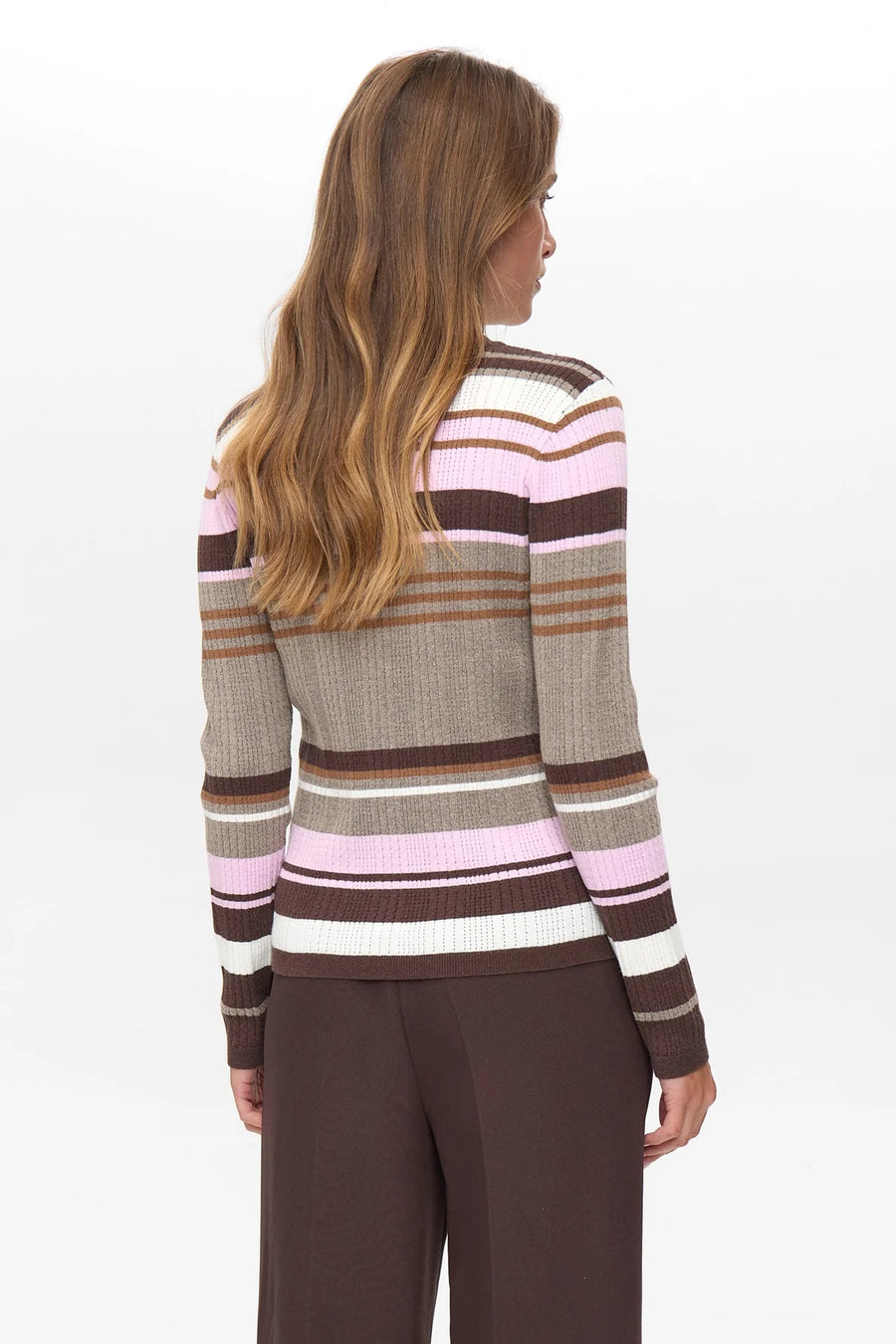Nümph Nukitty Pullover taupe gray rose gestreift