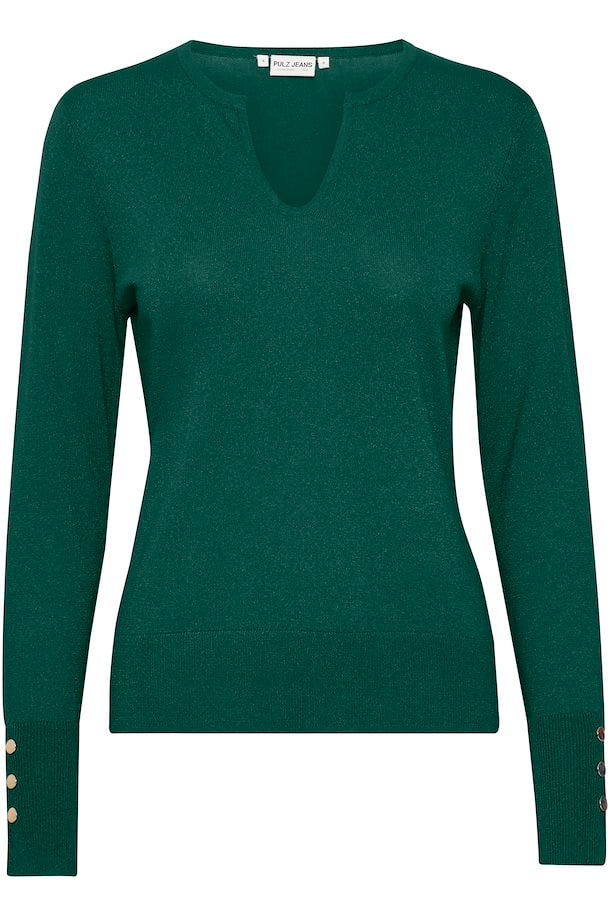 Pulz Pzsara V-Neck Pullover scarab Glitter green