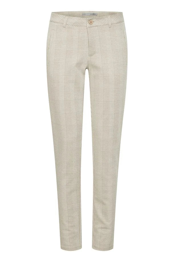 Fransa Frblenda Pants beige kariert Stoffhose