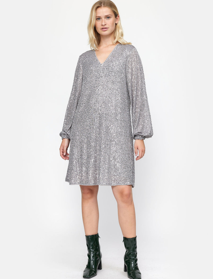 Soft Rebels SRaviana Kleid sharkskin glitzer silber