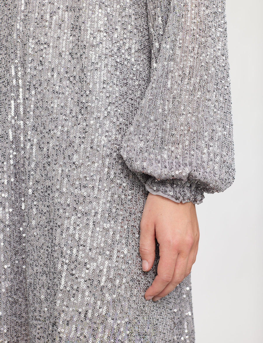 Soft Rebels SRaviana Kleid sharkskin glitzer silber