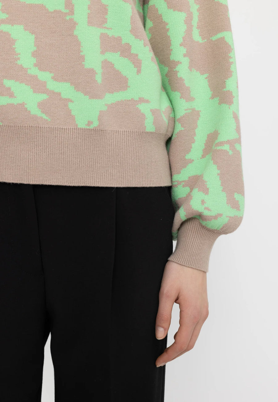 Soft Rebels SRscape Jacquard Knit Strickpulli moon rock green beige