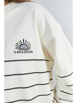 24Colours Sweatshirt off white gestreift mit Sonne