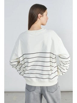24Colours Sweatshirt off white gestreift mit Sonne