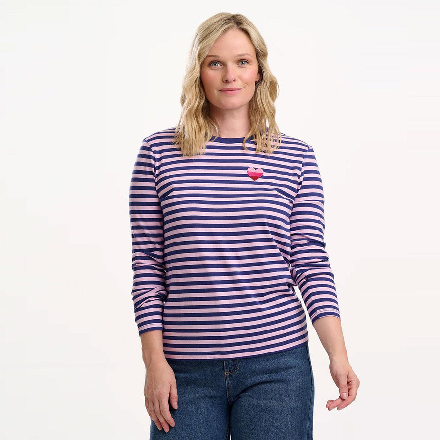 Sugarhill Brunswick Jerseyshirt, Langarm, navy lilac ombre heart