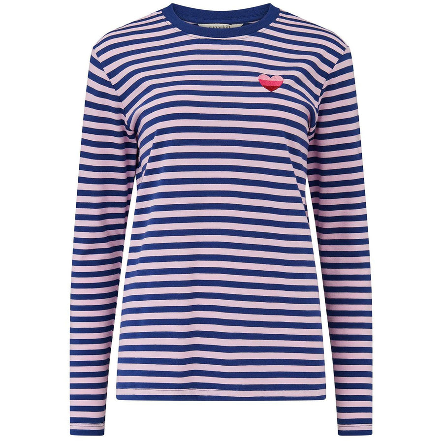 Sugarhill Brunswick Jerseyshirt, Langarm, navy lilac ombre heart