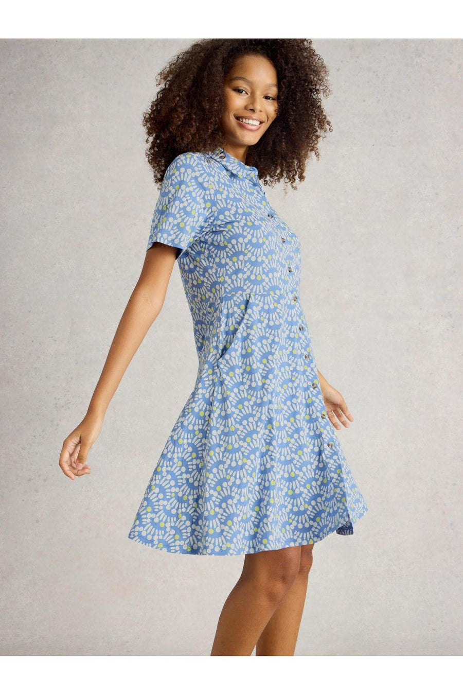 White Stuff Kleid Ria blue print, hellblau, weiß, gelb