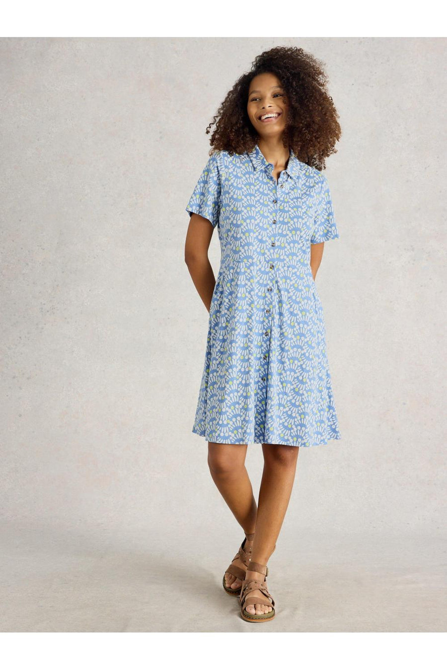 White Stuff Kleid Ria blue print, hellblau, weiß, gelb