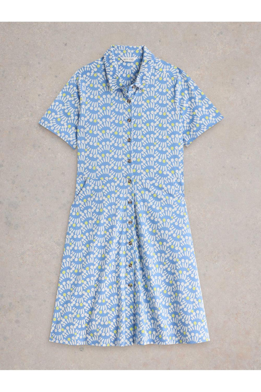 White Stuff Kleid Ria blue print, hellblau, weiß, gelb