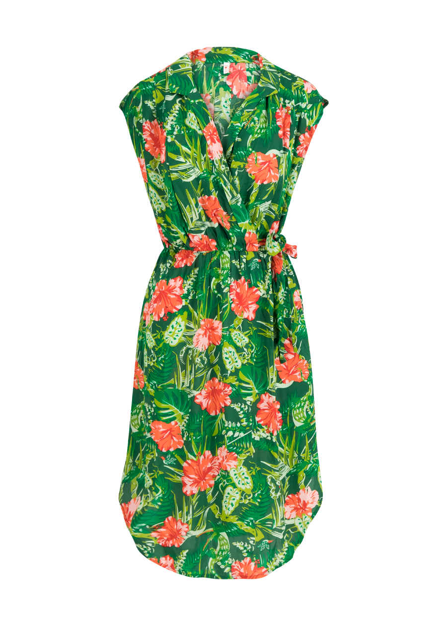 Blutsgeschwister Lucky Lola Sommerkleid in Jungle Heart, grün