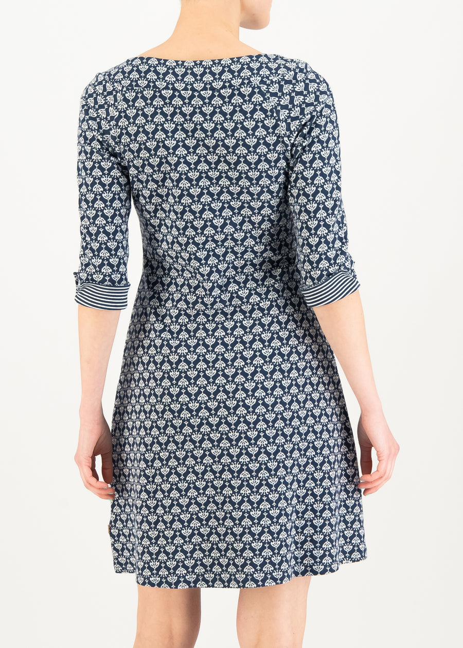 Blutsgeschwister Kleid Mod a Hula Button Vintage blue flower