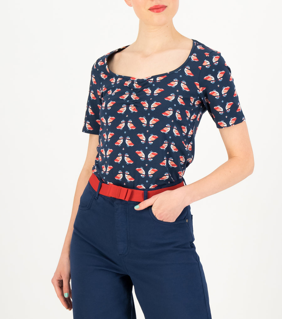 Blutsgeschwister Balconnet Feminin Chirping Bird T-Shirt blau