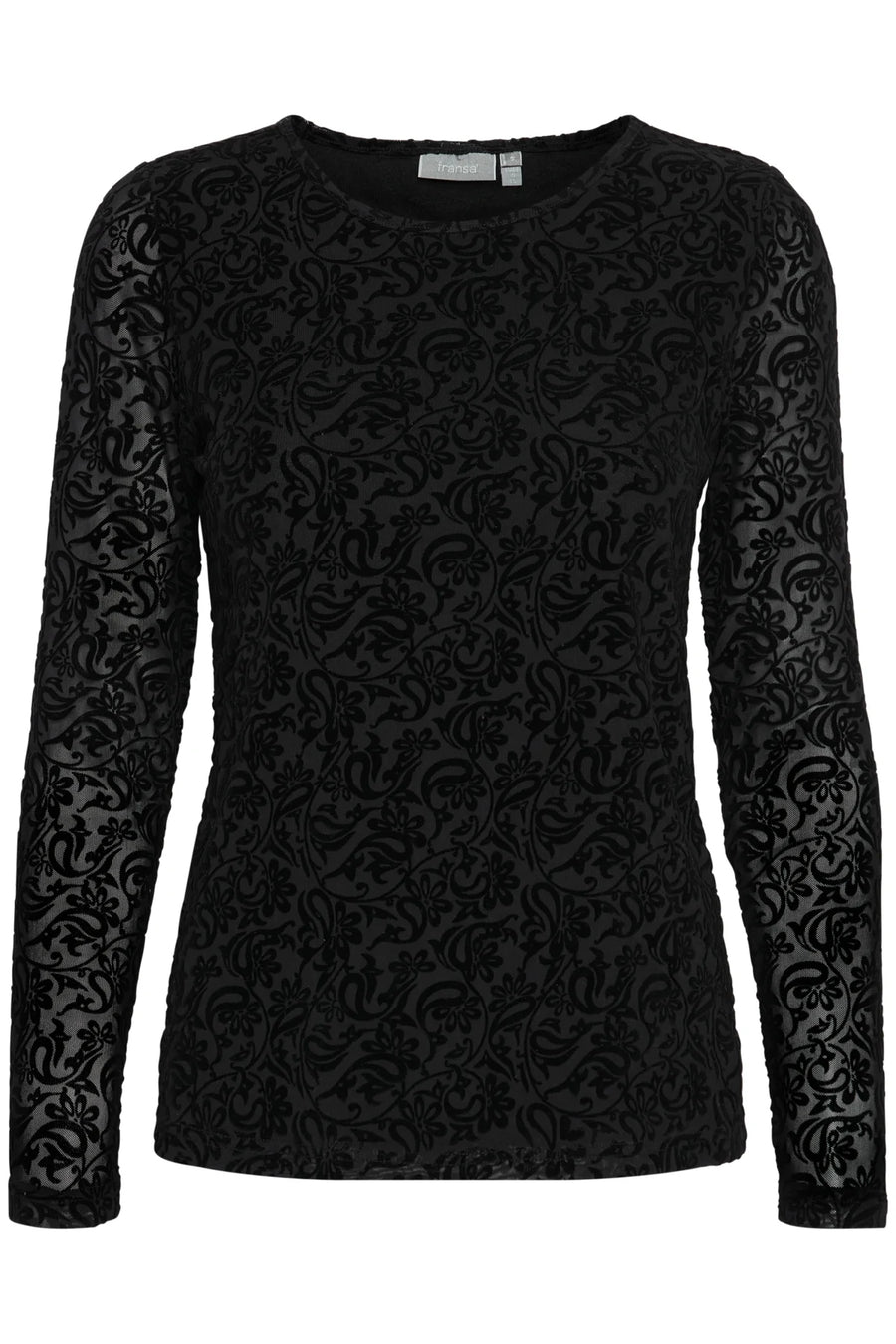 Fransa Frbillie Langarmshirt mit Samt, schwarz