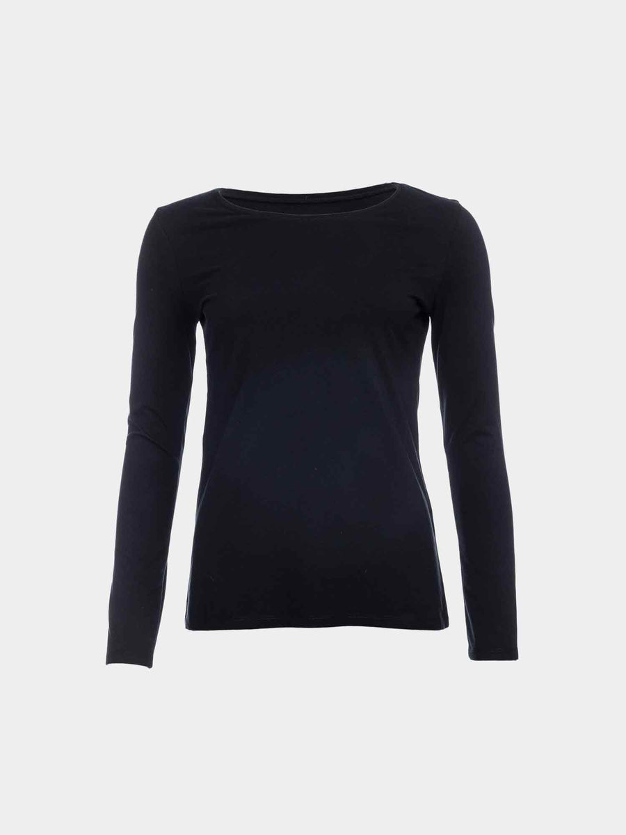 ATO Deborah - Longsleeve mit Rundhalsausschnitt, GOTS, Schwarz