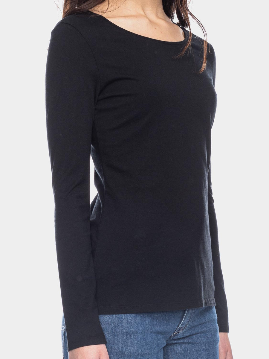 ATO Deborah - Longsleeve mit Rundhalsausschnitt, GOTS, Schwarz