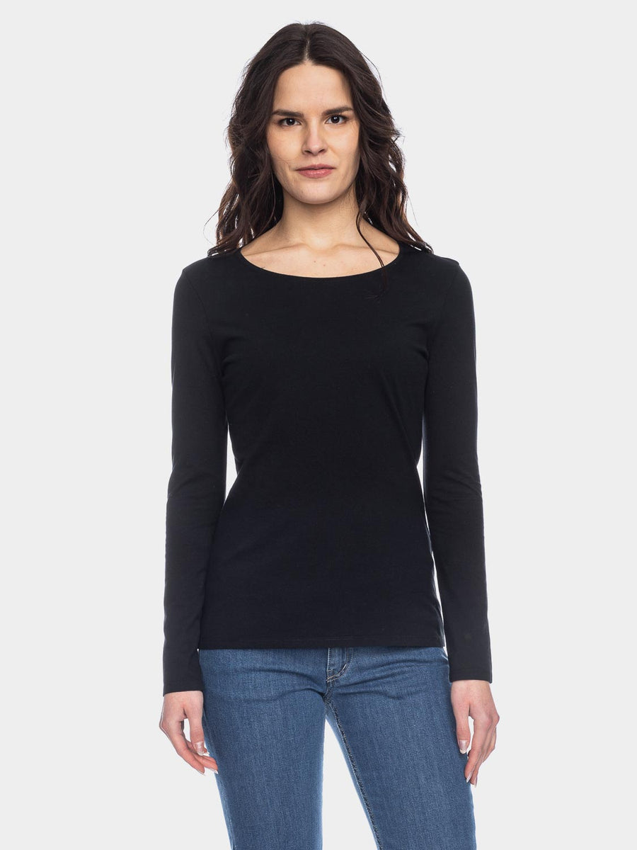 ATO Deborah - Longsleeve mit Rundhalsausschnitt, GOTS, Schwarz