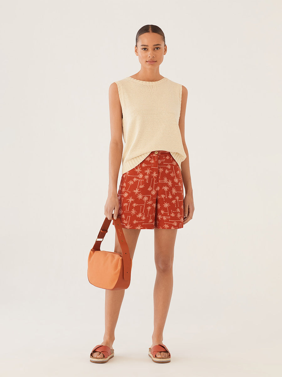 Nice Things Shorts mit Palmenmuster orange