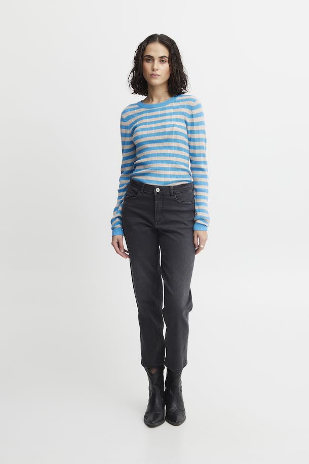 ICHI Ihmafa Langarmshirt gestreift blau grau