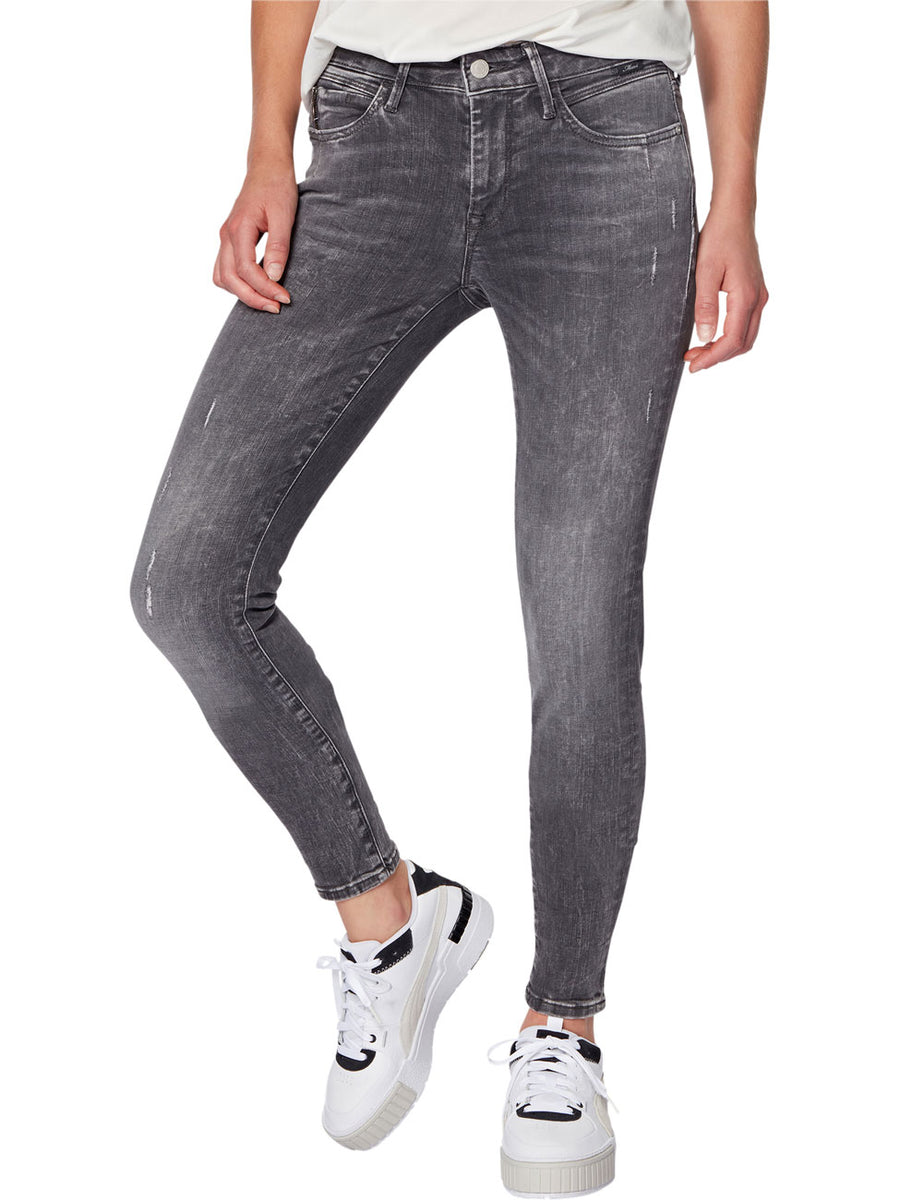 Mavi Adriana Ankle Jeans, dark grey distressed glam, grau