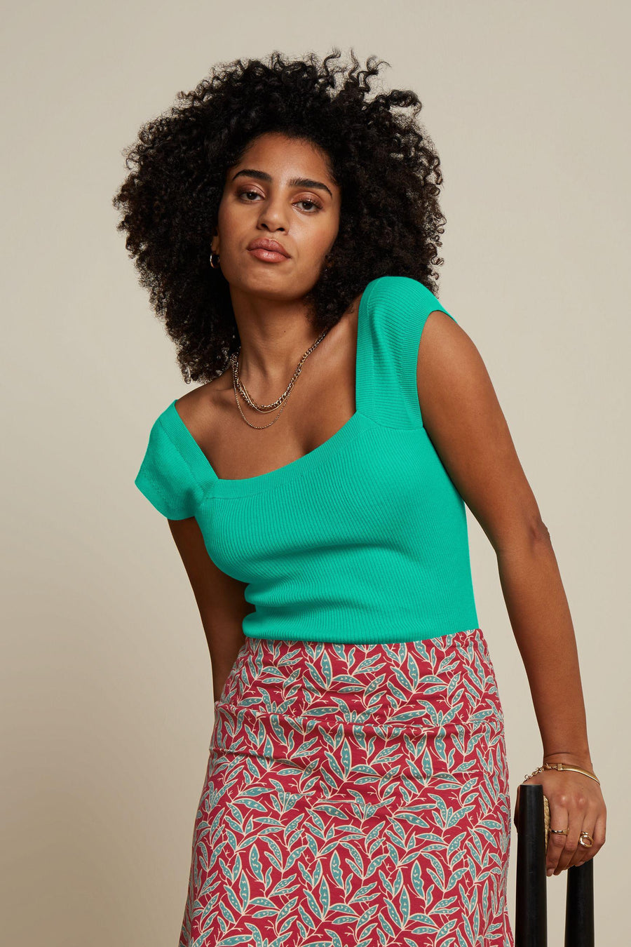 King Louie Marie Top Cottonclub Delphinium Green