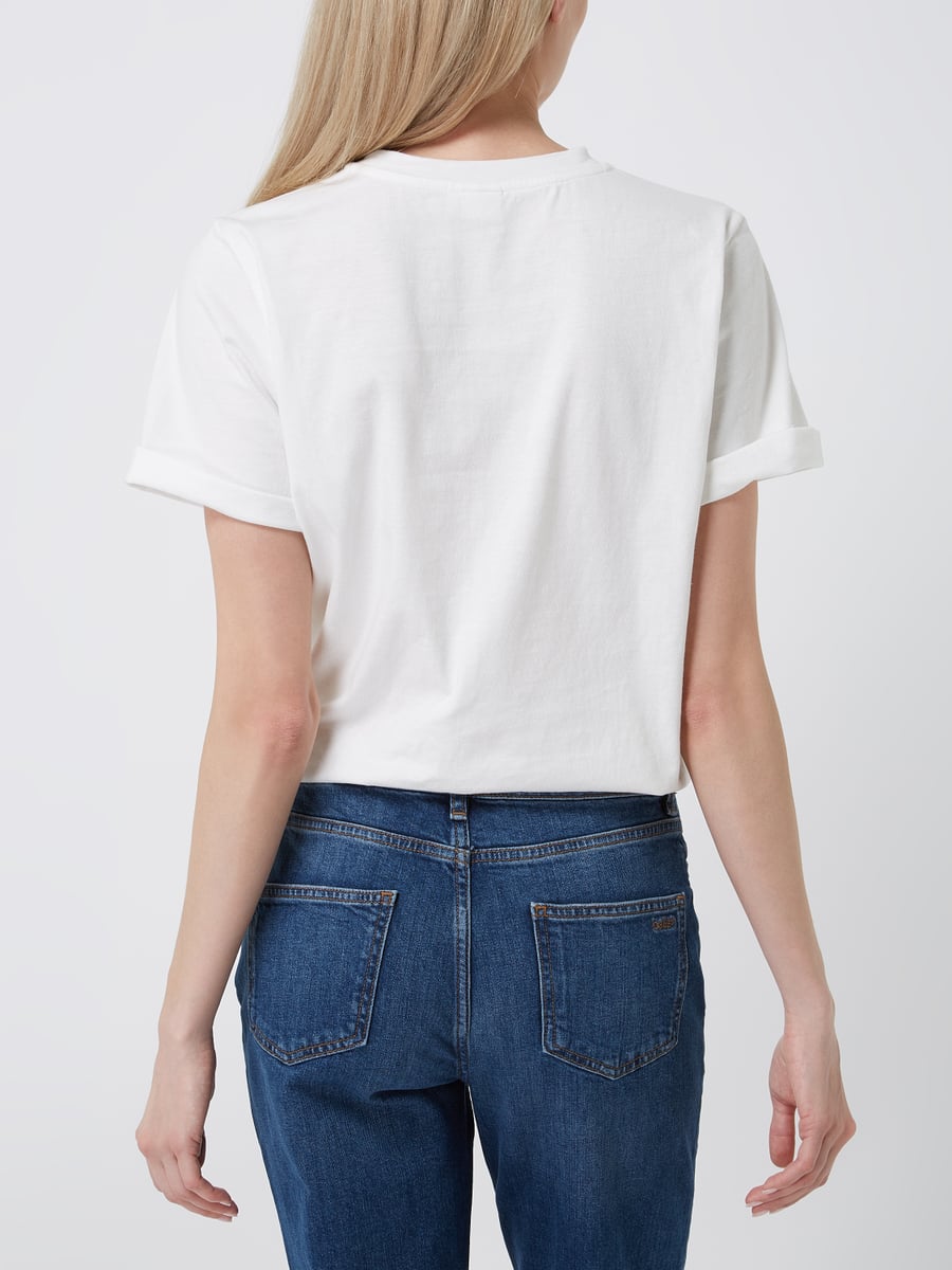 Nümph Nuclam T-Shirt, cremeweiß mit Muschelstickerei