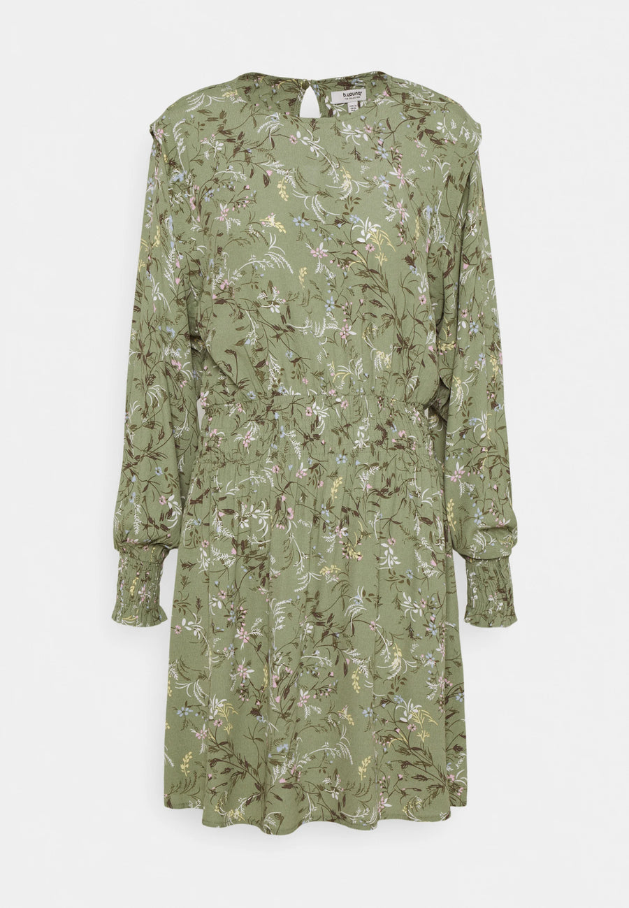 B.young Byflaminia Kleid, grün mit Blumenmuster
